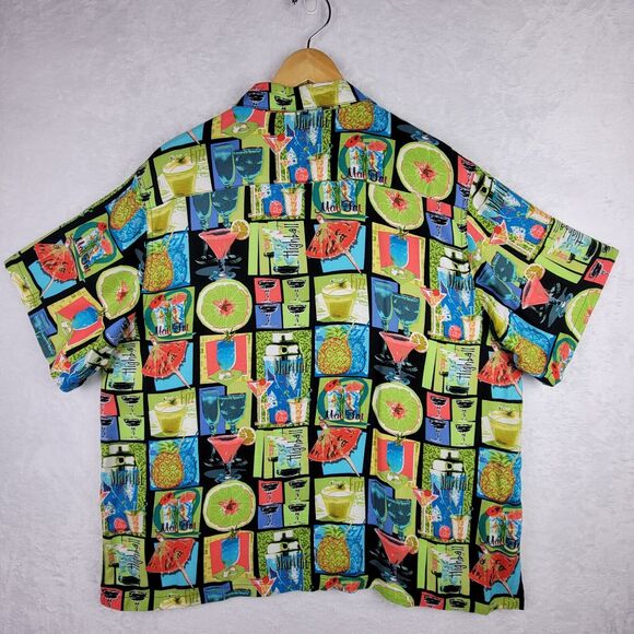Short Sleeve 1X Top Button Tropical Mai Tai Beachy Resort Cruise Hawaii Vacation - Picture 5 of 8
